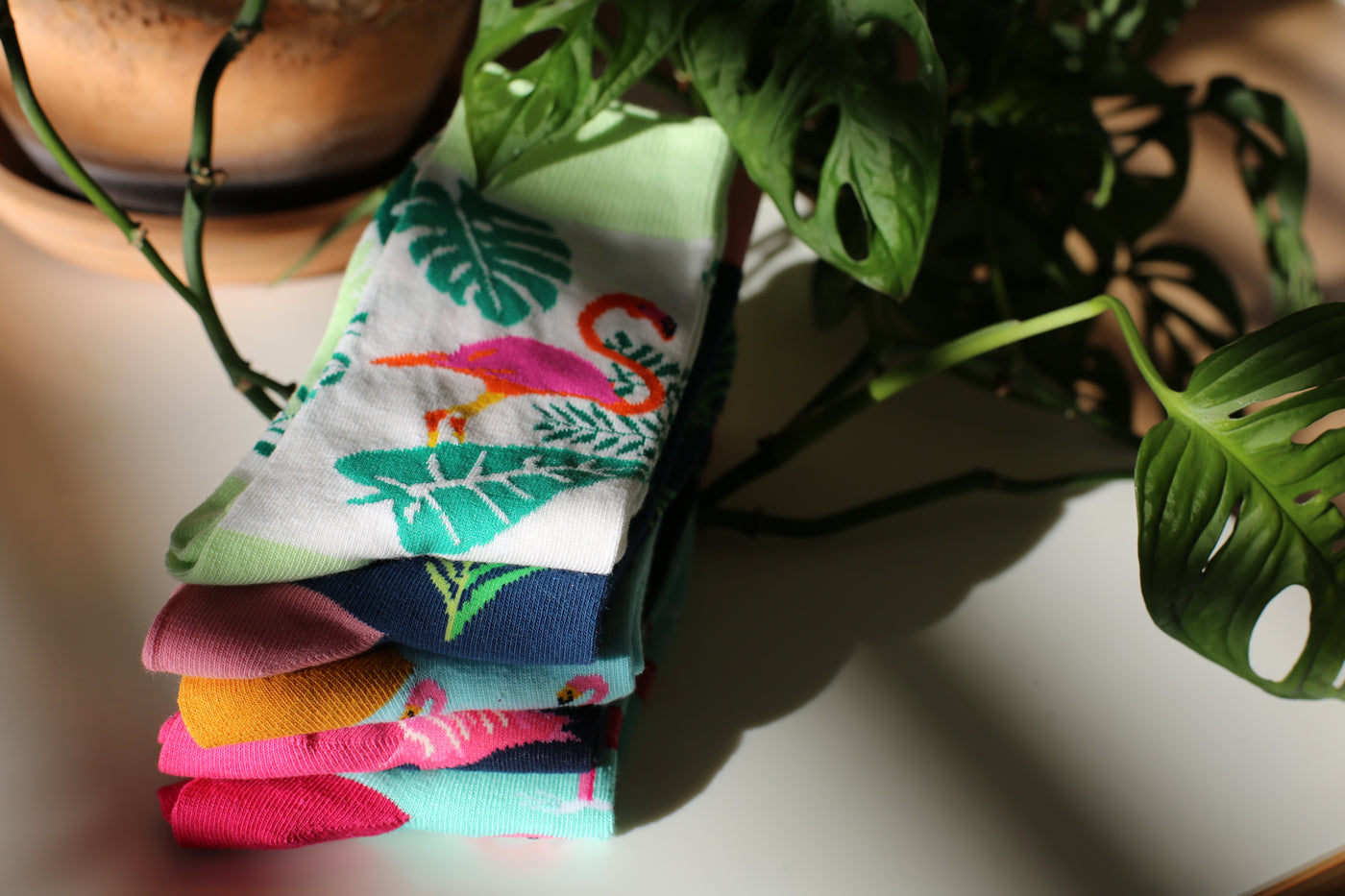 Flamingo Motiv Socken